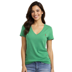 Ralph Lauren Blue Label Fitted Green V-Neck Short Sleeve T-Shirt